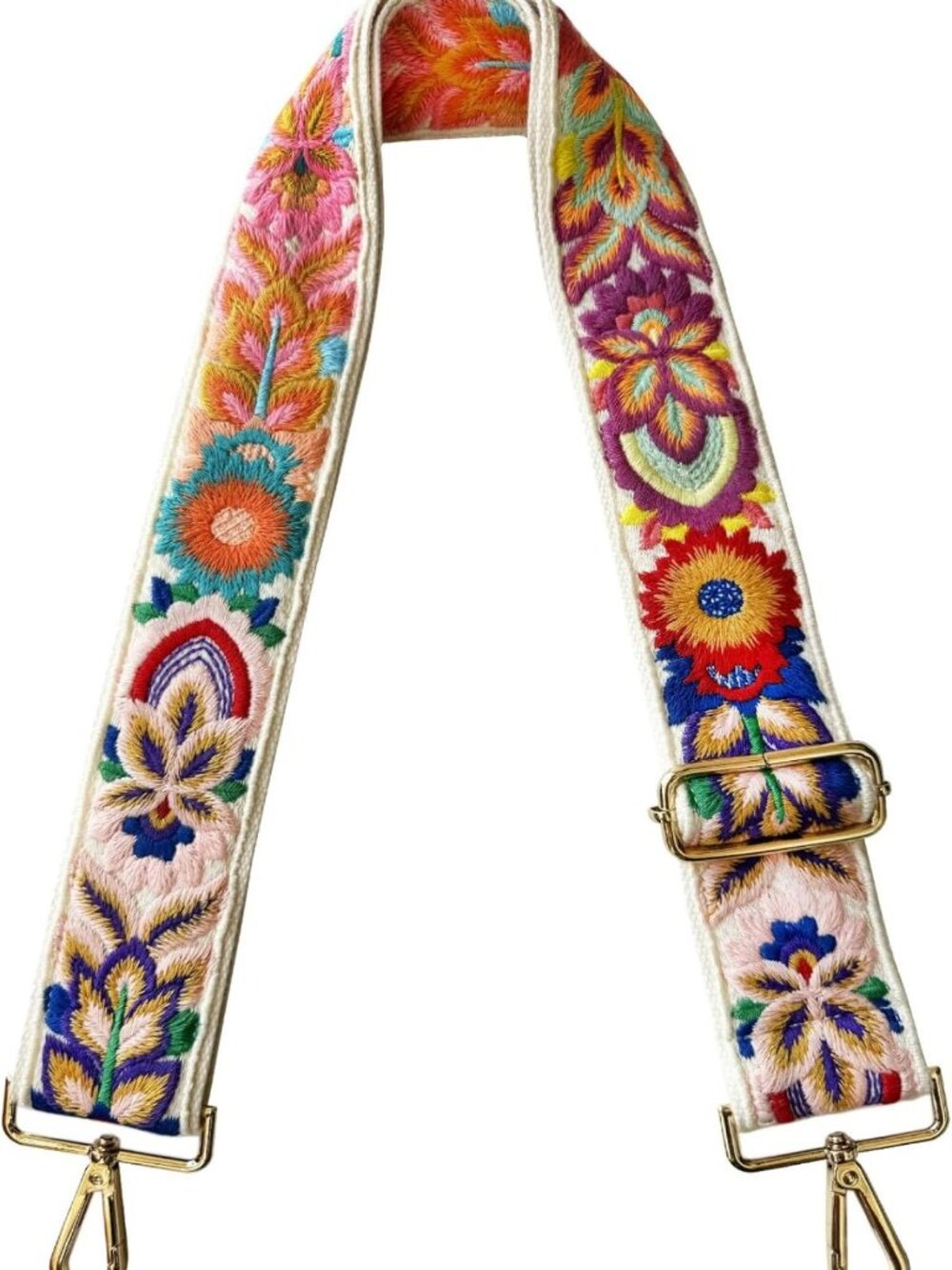 Adjustable 2-Inch Wide Embroidery Flower Crossbody Purse Strap for Handbags